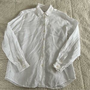 Vintage Talbots 100% Irish Linen white button down shirt size 6